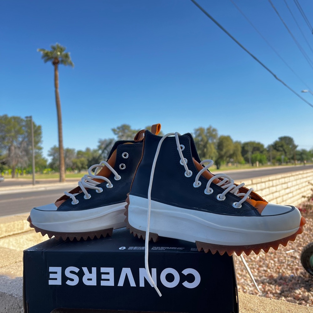 High top platform Converse - black leather
